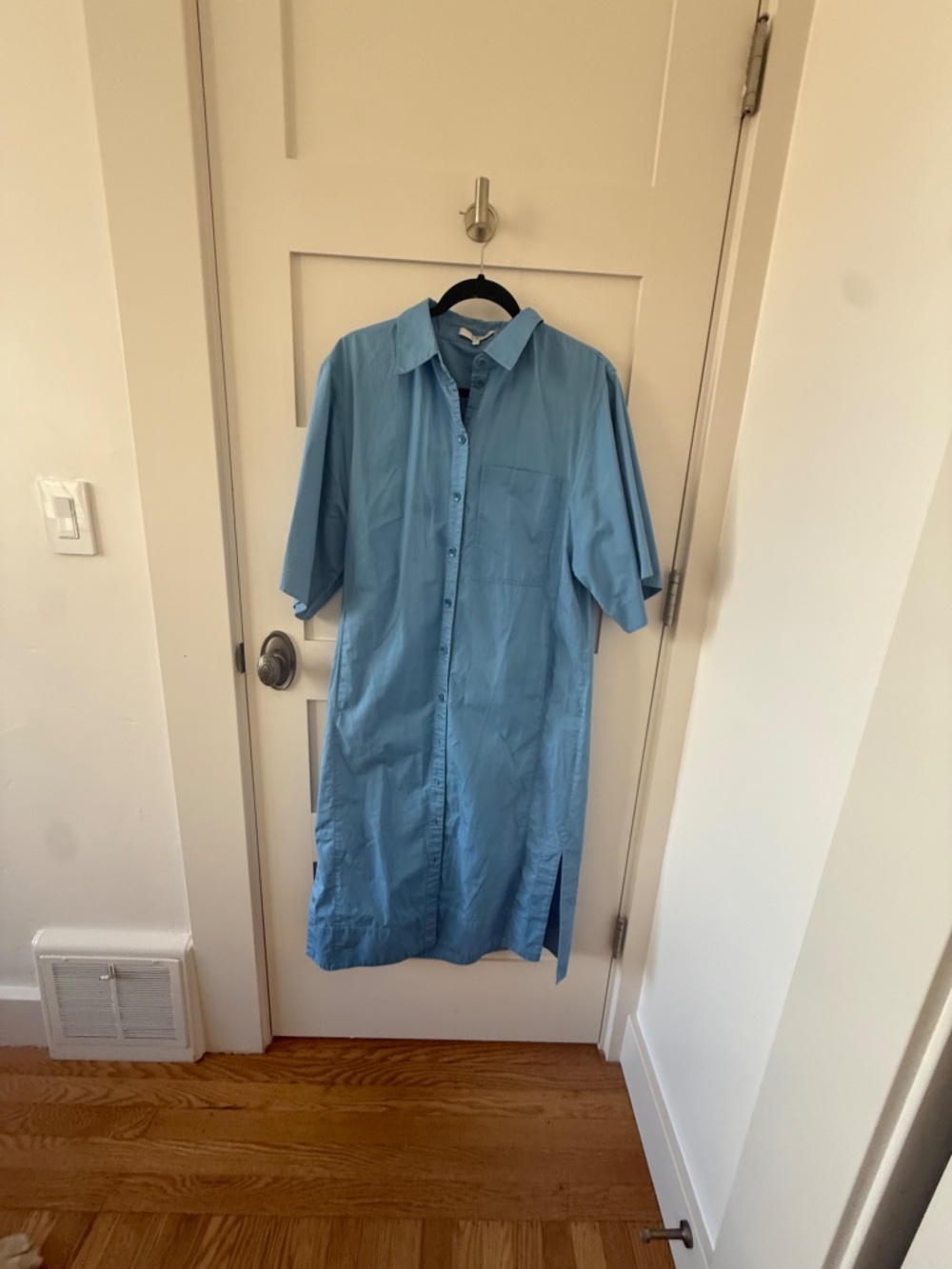 Tibi Blue Oversized Cotton Shirt Dress Wide Sleeve Midi Size M